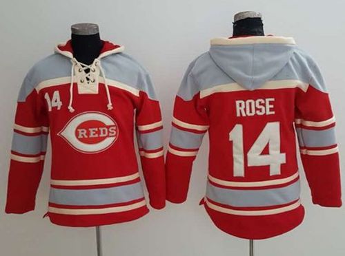 Reds #14 Pete Rose Red Sawyer Hooded Sweatshirt MLB Hoodie - Click Image to Close